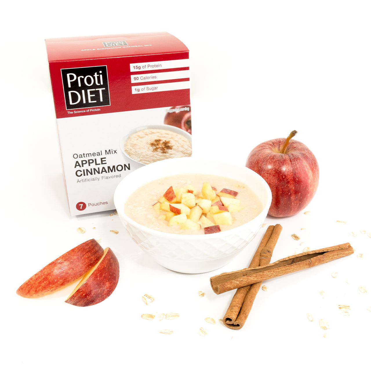 Proti Diet Protein Oatmeal Mix, Apple Cinnamon, 7 Pouches