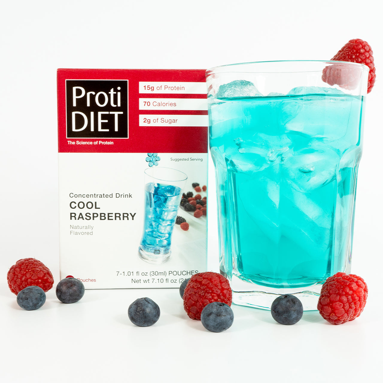 Proti Diet Concentrated Drink Mix, Cool Raspberry, 7 Pouches