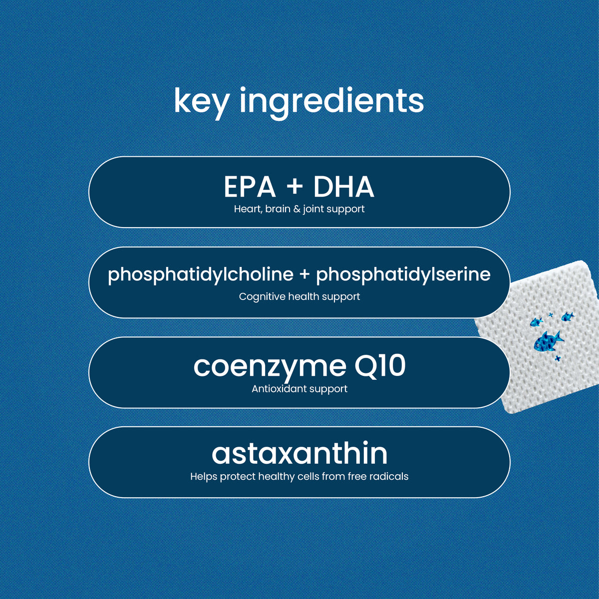 Omega 3 Patches with 1,300 mg of algae-sourced omega-3s, including EPA and DHA. 