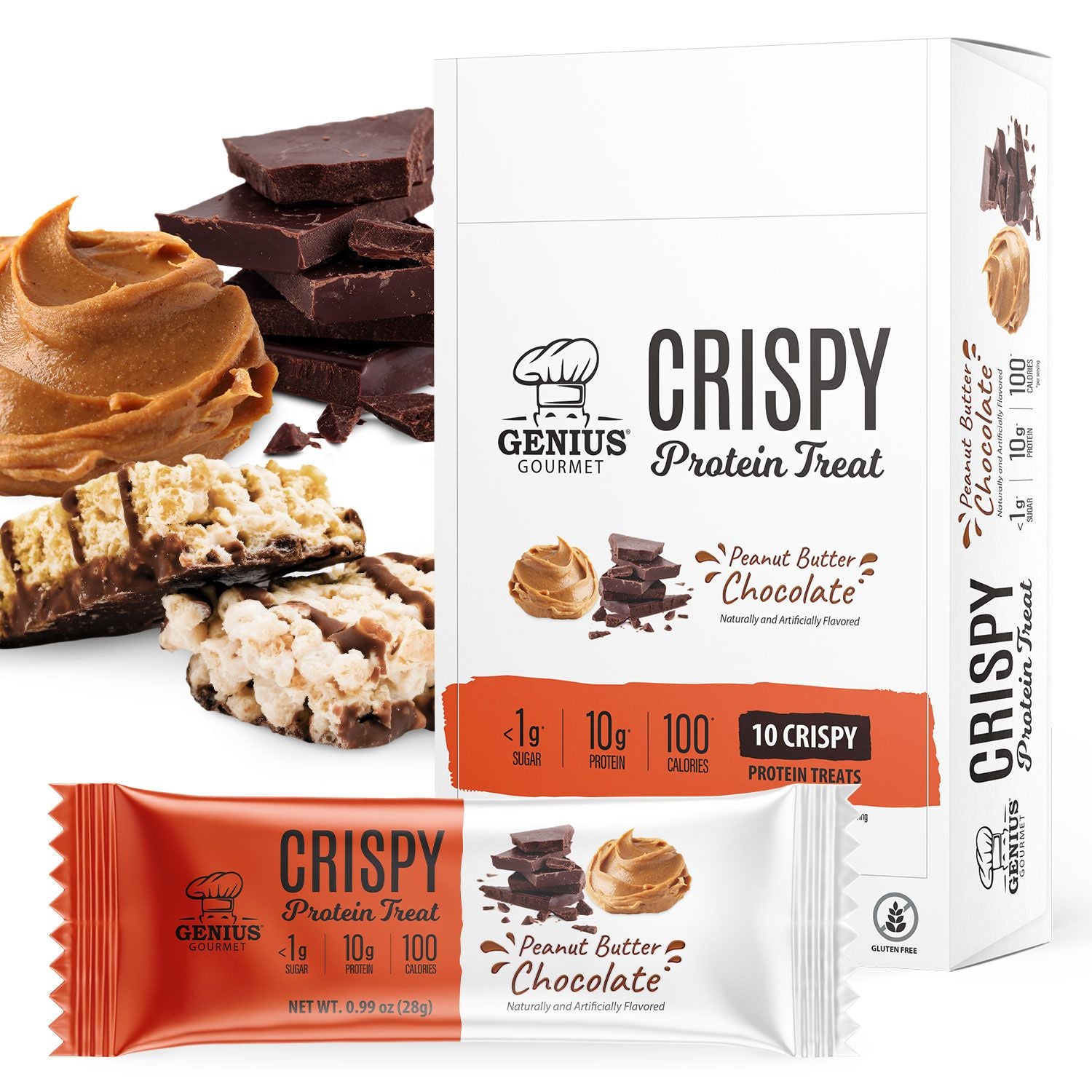 Genius Gourmet Crispy Protein Treat - Peanut Butter Chocolate