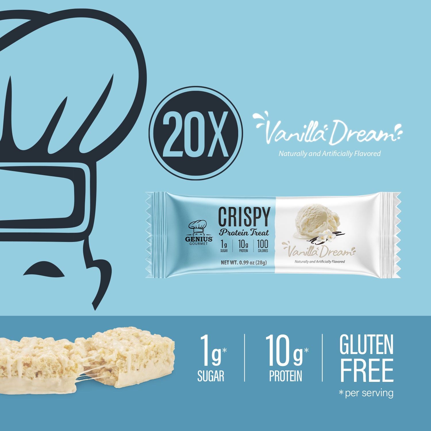 Genius Gourmet Crispy Protein Treat - Vanilla Dream