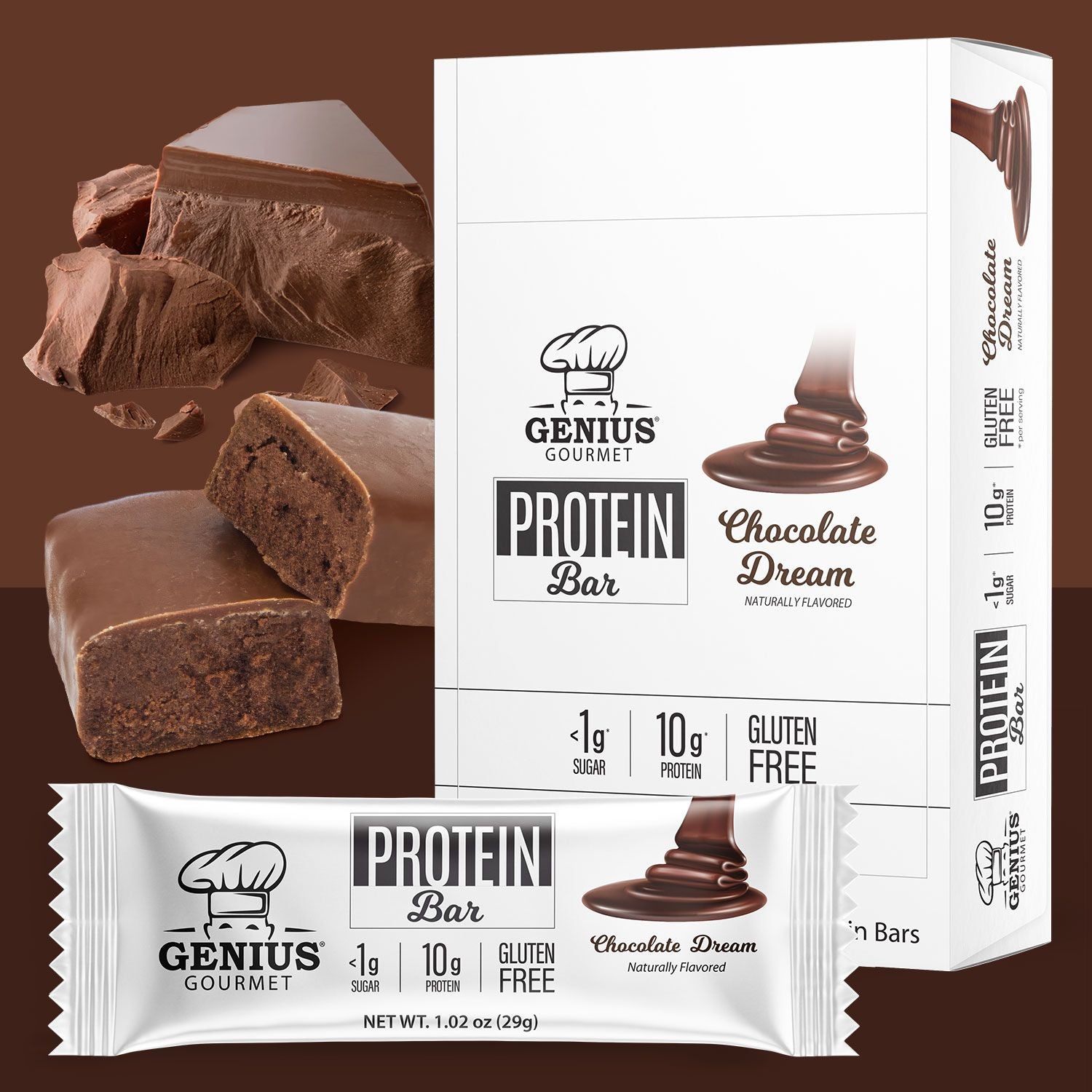 Genius Gourmet Keto Protein & Snack Bars - Chocolate Dream