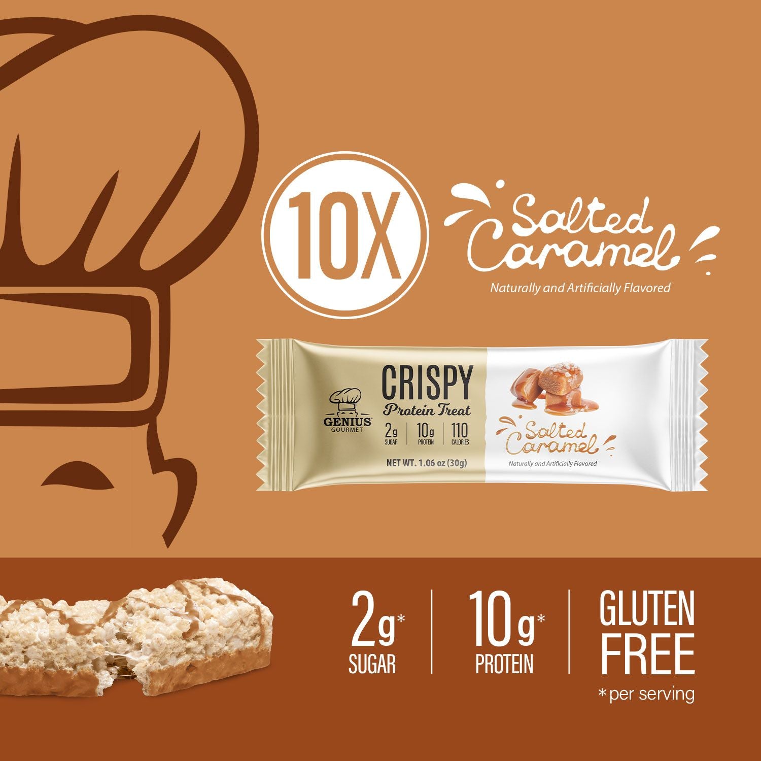 Genius Gourmet Crispy Protein Treat - Salted Caramel