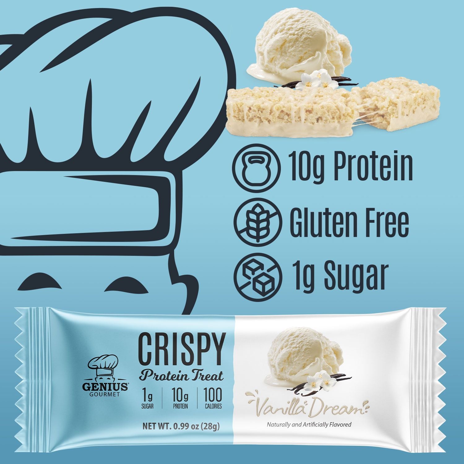 Genius Gourmet Crispy Protein Treat - Vanilla Dream