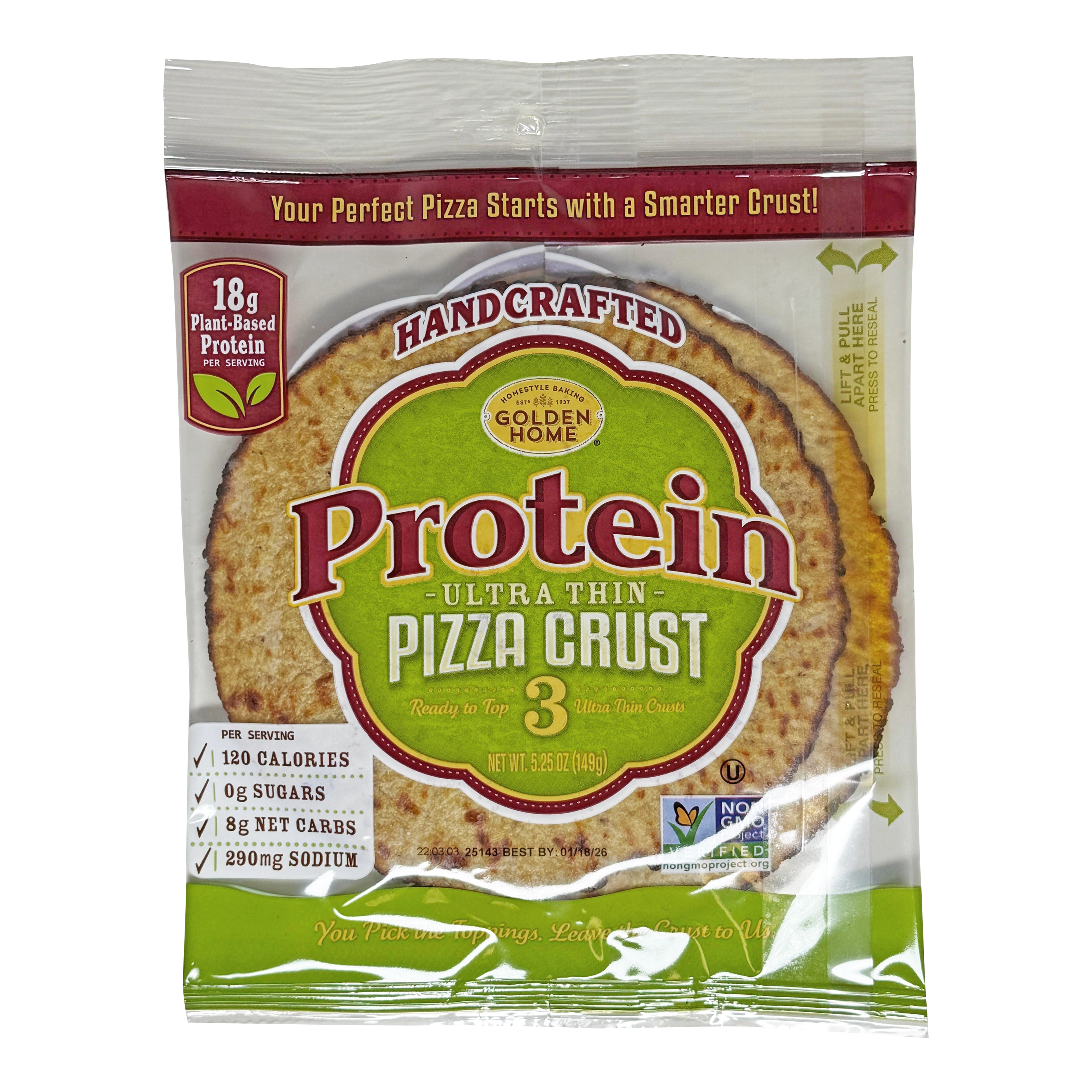 Golden Home Ultra Thin 18g Protein Pizza Crust 5.25 oz (3 crusts)