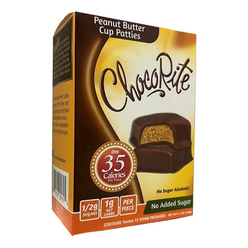 Front of a ChocoRite Peanut Butter Cup Patties box.