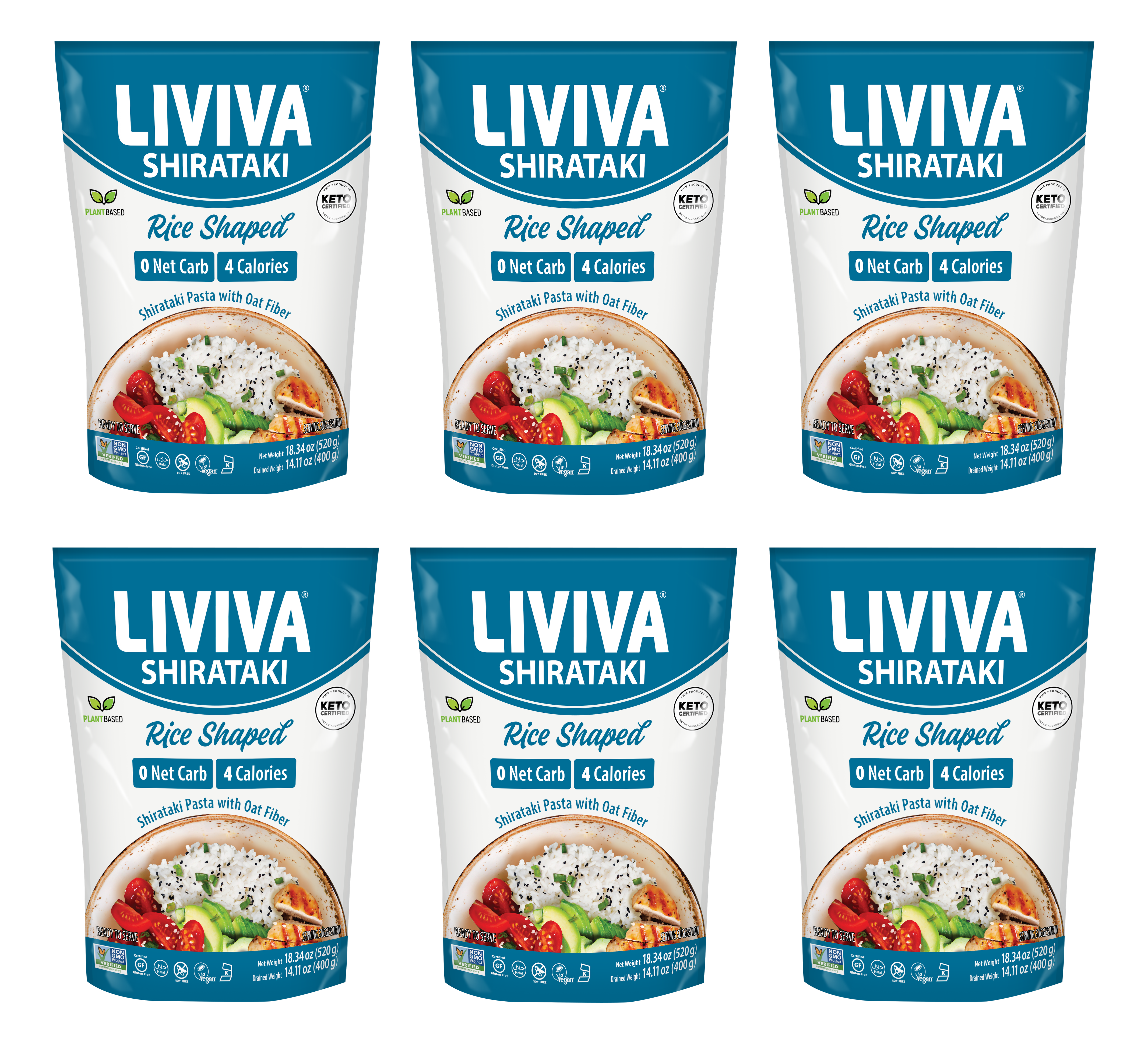 Liviva Organic Shirataki Pasta with Oat Fiber - Rice, 18.34 oz
