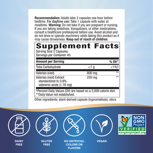 Nature's Way Valerian Extract, Standardized 90 vegan capsules