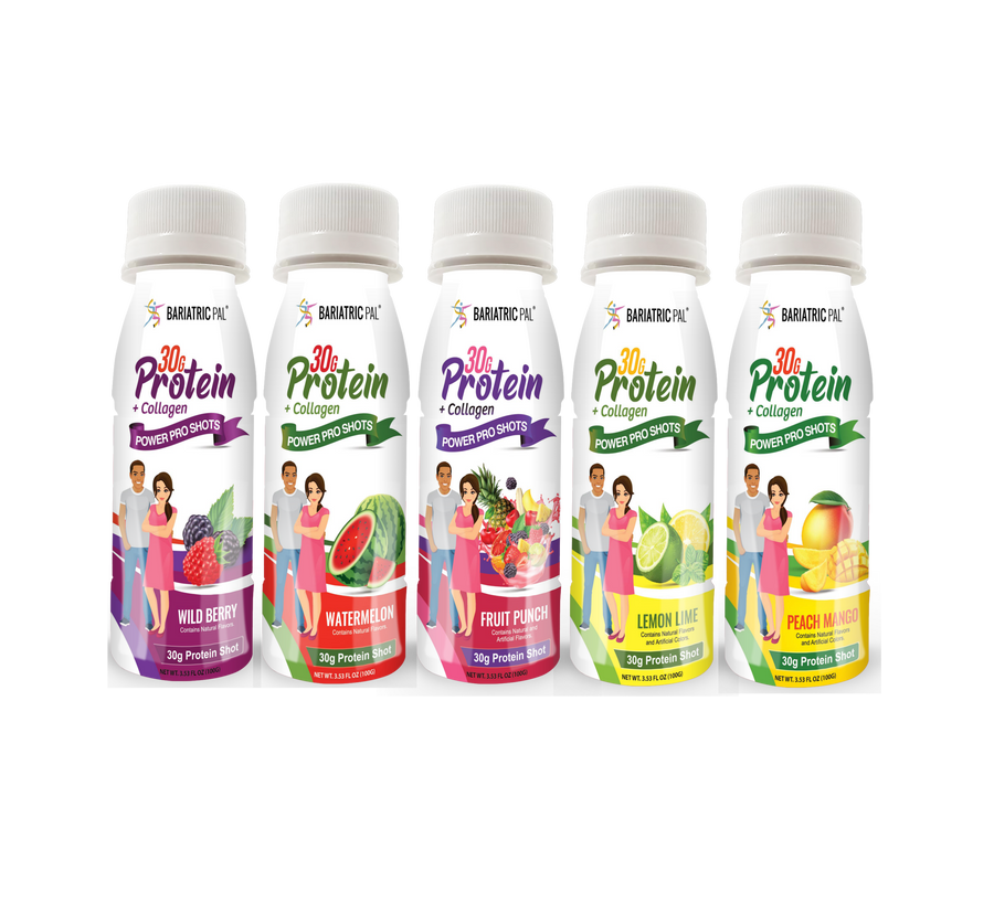 BariatricPal 30g Whey & Collagen Complete Protein Power Pro Shots - 5-Flavor Variety Pack (Brand New!) - High-quality Protein Shots by BariatricPal at BariatricPal Store
