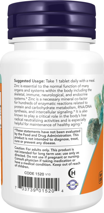 NOW Zinc 50mg 100 Tablets