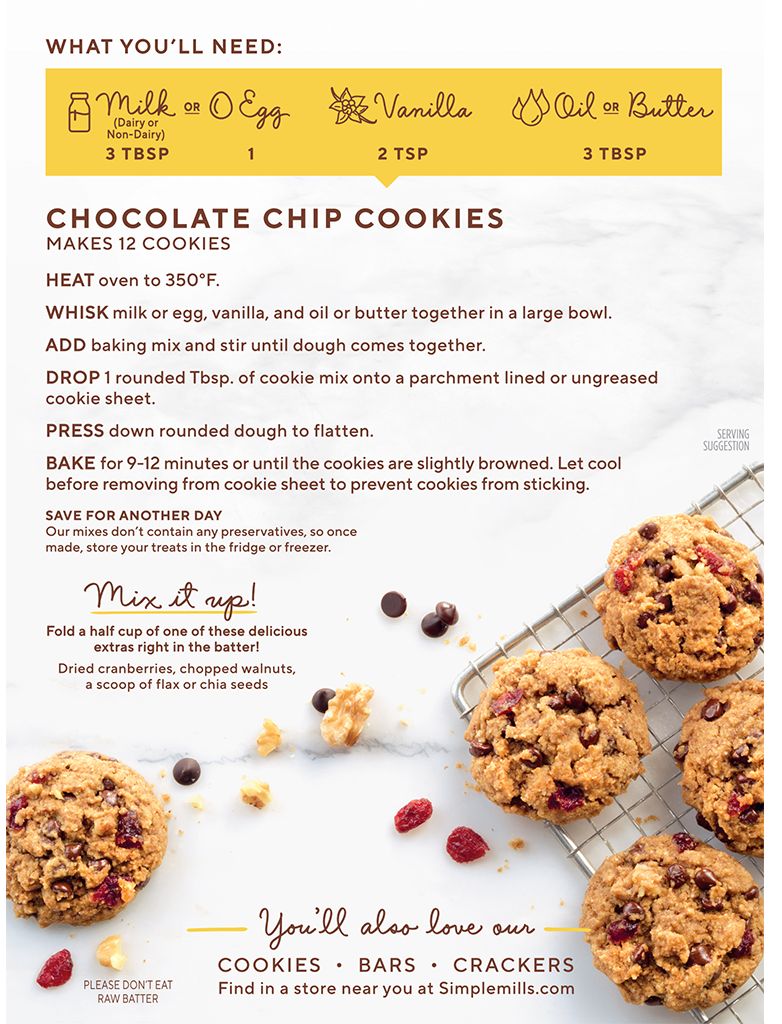 Simple Mills Chocolate Chip Cookie Almond Flour Mix 9.4 oz - High-quality Baking Products by Simple Mills at 