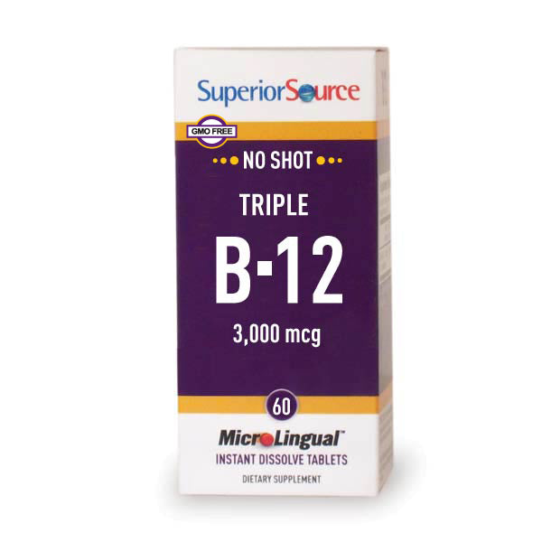 Superior Source No Shot Triple B12 3000 MCG MicroLingual® Instant Dissolve Tablets - High-quality Vitamin B by Superior Source at 