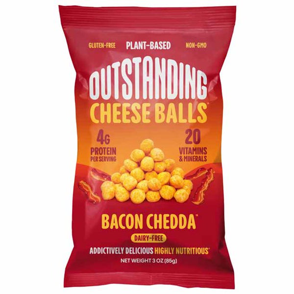 Cheese Balls by Outstanding Foods - Bacon Chedda (Plant Based & Dairy-Free!) - High-quality Cheese Snacks by Outstanding Foods at 