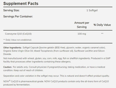 CoQ10 by NOW Foods - High-quality COQ10 by NOW Foods at BariatricPal Store