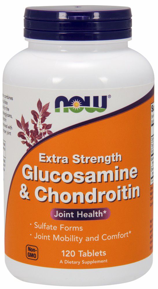 NOW Glucosamine and Chondroitin, Extra Strength 120 tablets - High-quality Gluten Free by NOW at 