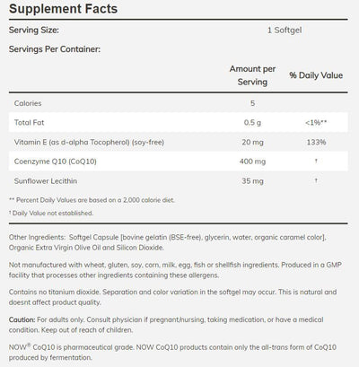 CoQ10 by NOW Foods - High-quality COQ10 by NOW Foods at BariatricPal Store
