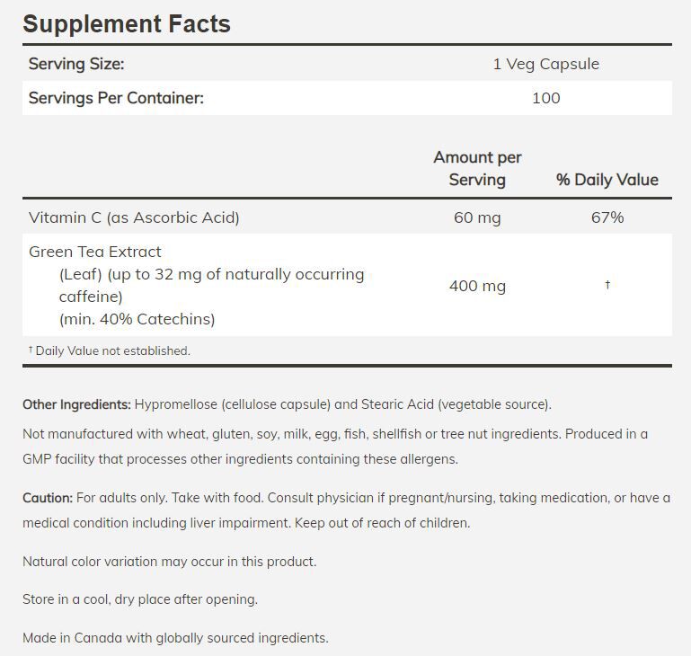 NOW Green Tea Extract 100 veg capsules - High-quality Diet and Weight Loss by NOW at 
