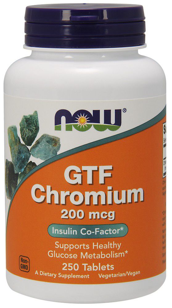 NOW GTF Chromium 250 tablets - High-quality Blood Sugar Support by NOW at 