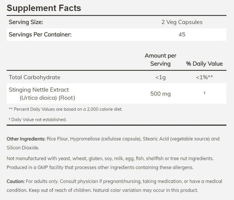 NOW Stinging Nettle Root Extract 90 veg capsules - High-quality Herbs by NOW at 