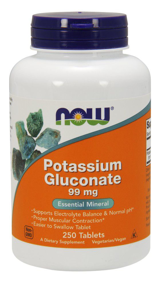NOW Potassium Gluconate 250 tablets - High-quality Gluten Free by NOW at 