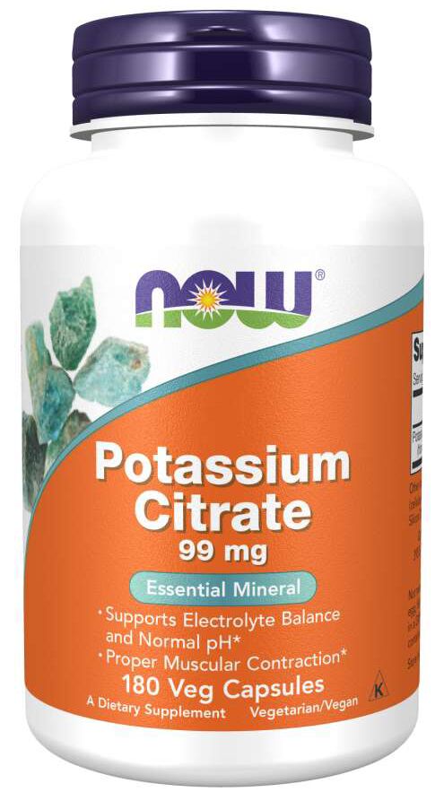NOW Potassium Citrate 180 capsules - High-quality Gluten Free by NOW at 