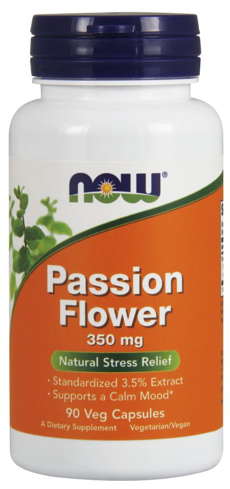 NOW Passion Flower 90 veg capsules - High-quality Herbs by NOW at 