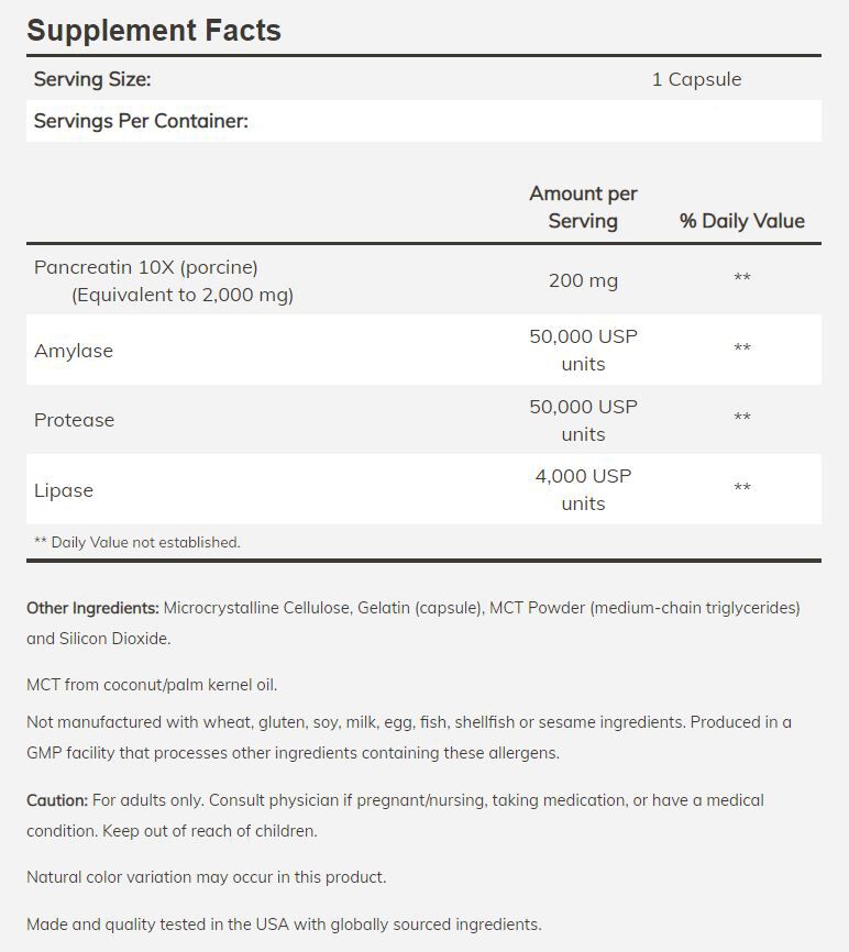 NOW Pancreatin 2000 250 capsules - High-quality Digestion by NOW at BariatricPal Store