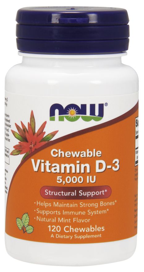 NOW Vitamin D-3, 5000 IU, Chewable 120 chewables - High-quality Vitamins by NOW at 