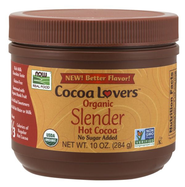 NOW Cocoa Lovers Slender Hot Cocoa, No Sugar Added 10 oz - High-quality Beverages by NOW at 