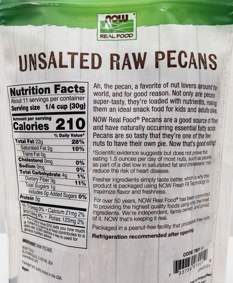 NOW Pecans, Raw Halves and Pieces, Unsalted 12 oz - High-quality Nuts, Seeds and Fruits by NOW at 