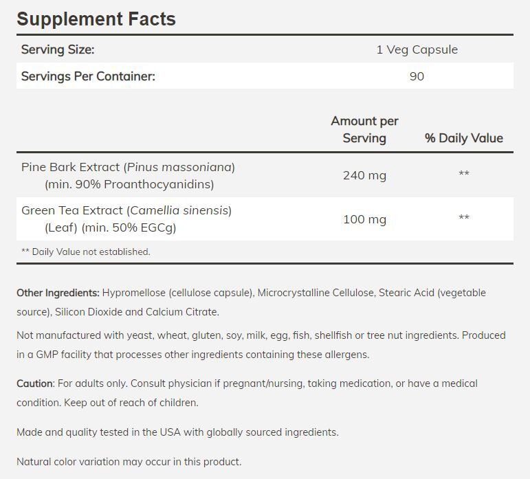 NOW Pine Bark Extract 90 veg capsules - High-quality Antioxidants by NOW at 
