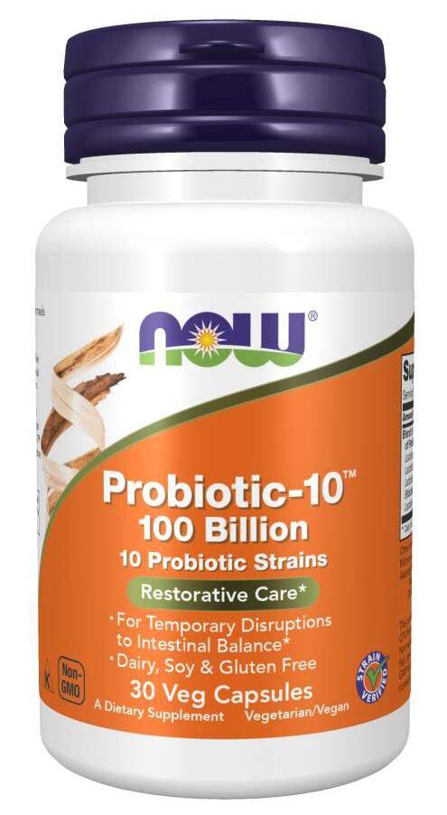 NOW Probiotic-10, 100 Billion 30 veg capsules - High-quality Digestion by NOW at 