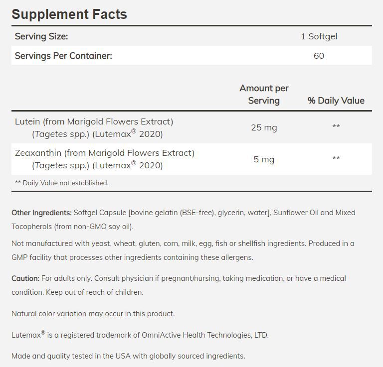 NOW Lutein & Zeaxanthin 60 softgels - High-quality Antioxidants by NOW at 