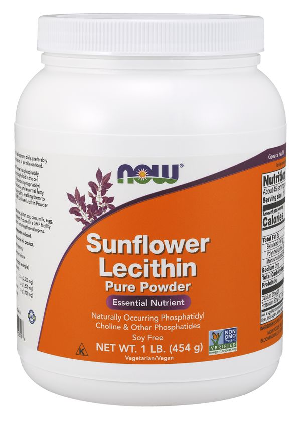 NOW Sunflower Lecithin Pure Powder 1 lb. (454 g) - High-quality Gluten Free by NOW at 