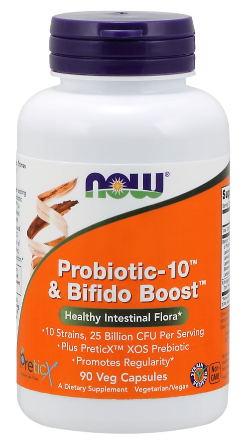 NOW Probiotic-10 & Bifido Boost 90 veg capsules - High-quality Digestion by NOW at 