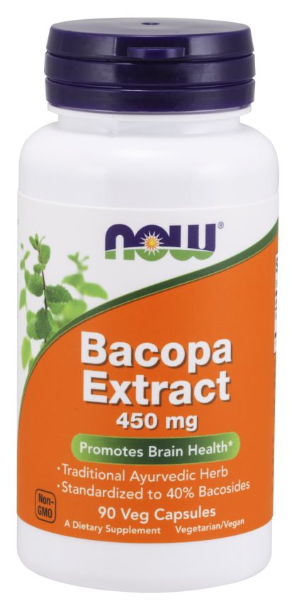 NOW Bacopa Extract 90 veg capsules - High-quality Herbs by NOW at 