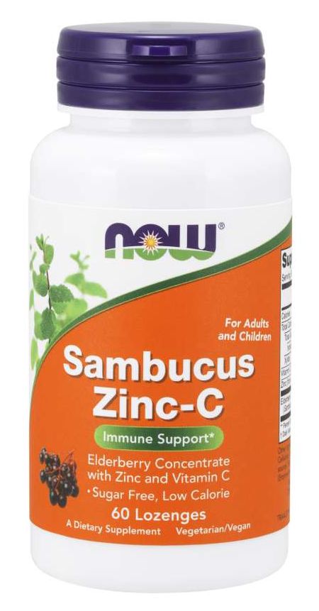 NOW Sambucus Zinc-C 60 lozenges - High-quality Gluten Free by NOW at 