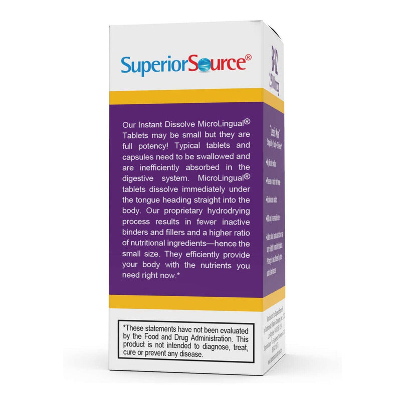 Superior Source No Shot Methylcobalamin B-12 2500 mcg MicroLingual® Instant Dissolve Tablets - High-quality Vitamin B by Superior Source at 