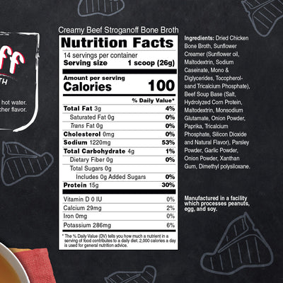 Inspire Protein Kitchen Creamy Beef Stroganoff Bone Broth - Nutrition Facts