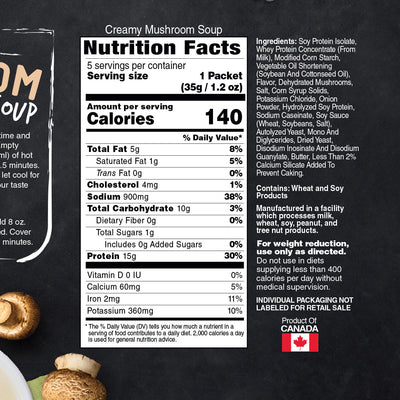 Inspire Protein Kitchen Creamy Mushroom Soup - Nutrition Facts