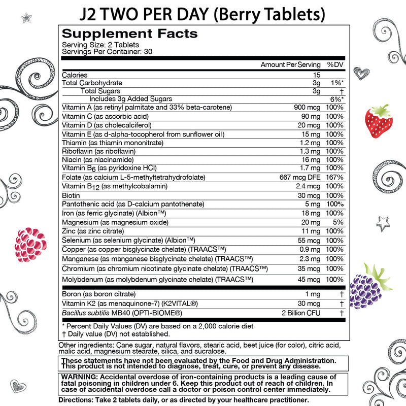 J2 Two per Day Berry Bariatric Chewable Tablets by Bariatric Eating