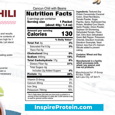 Inspire Cancun Chili - Nutrition Facts