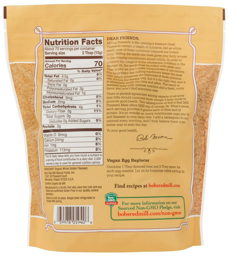 Bob's Red Mill Flaxseed Meal, Golden Organic 32 oz. - High-quality Fiber by Bob's Red Mill at 