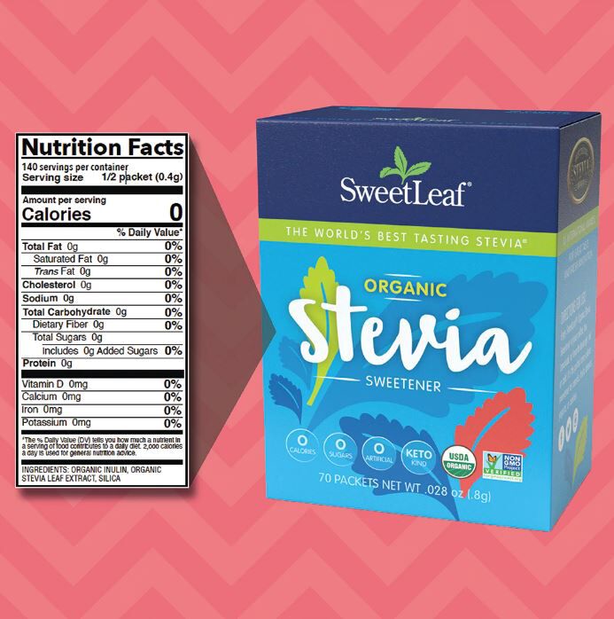 SweetLeaf Organic Stevia Sweetener Packets 70 packets - High-quality Kosher by SweetLeaf at 