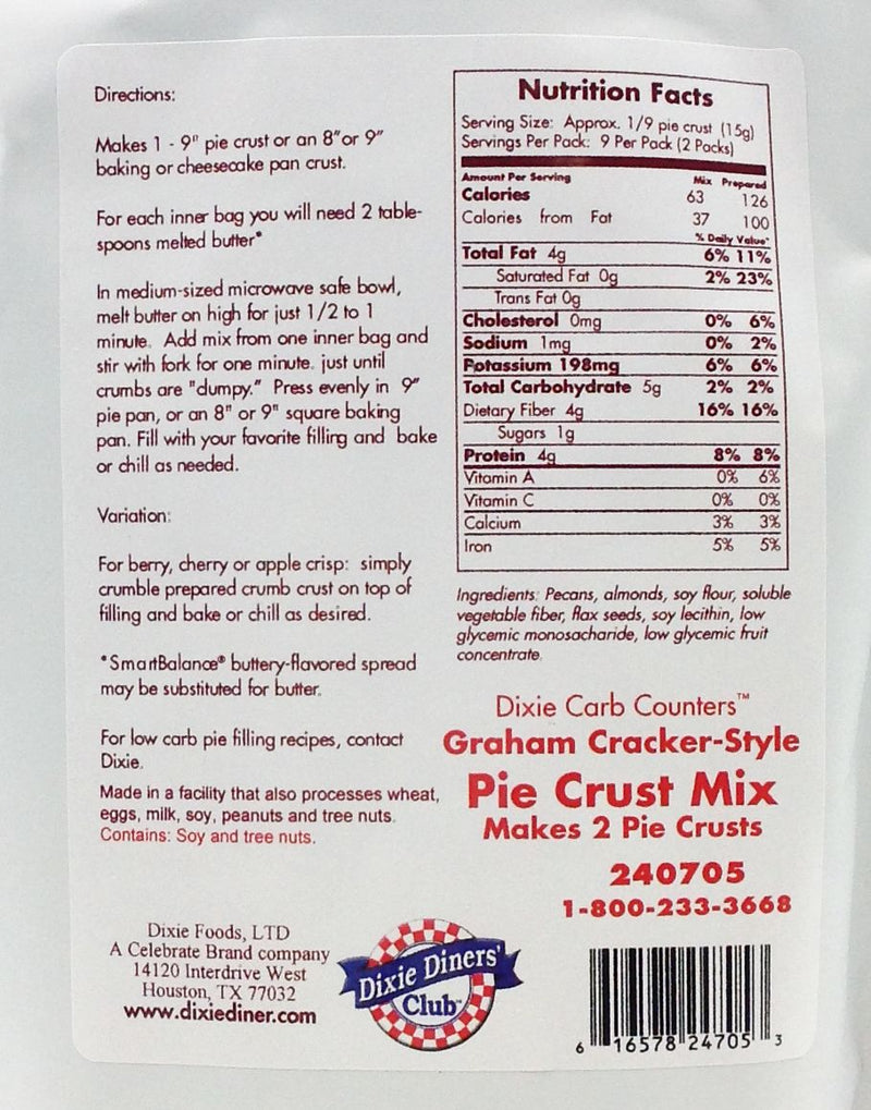 Dixie USA Carb Counters Graham Cracker Style Pie Crust Mix 9.5 oz. - High-quality Baking Products by Dixie USA at 