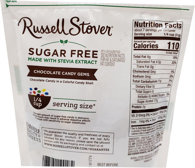 Russell Stover Sugar Free Chocolate Candy Gems 7.5 oz