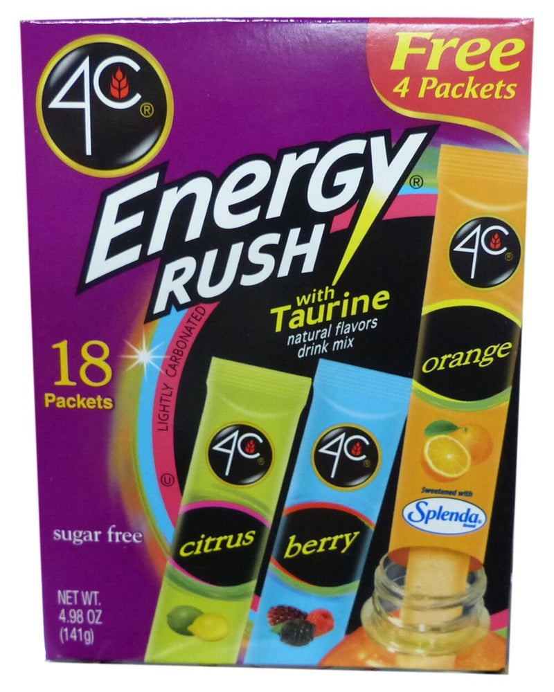 4C Sugar Free Energy Rush Drink Mix Sticks