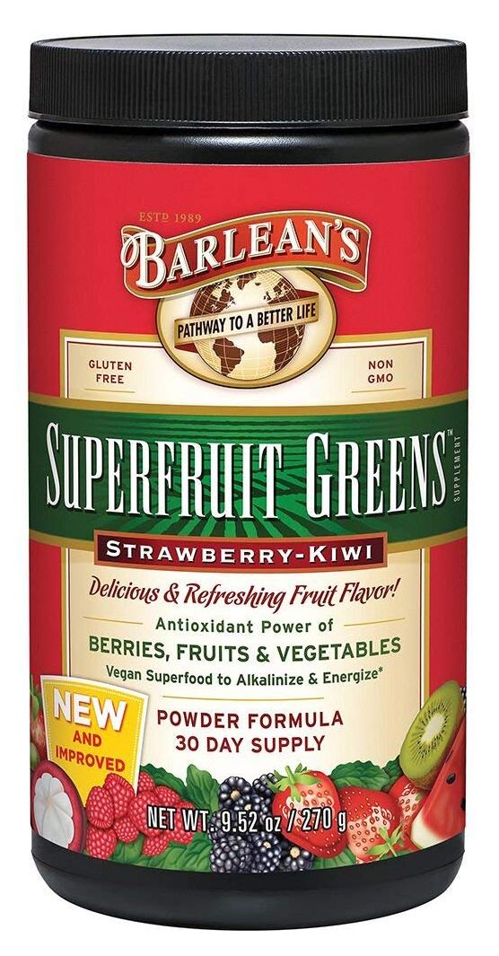 Barlean's Superfruit Greens - Strawberry Kiwi 9.52 oz - High-quality Green Foods/Super Foods by Barlean's at 