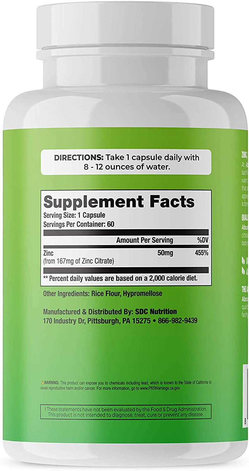 About Time 50mg Zinc 60 Capsules - High-quality Immune System Support by About Time at 