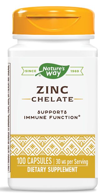 Nature's Way Zinc Chelate 100 capsules - High-quality Gluten Free by Nature's Way at 